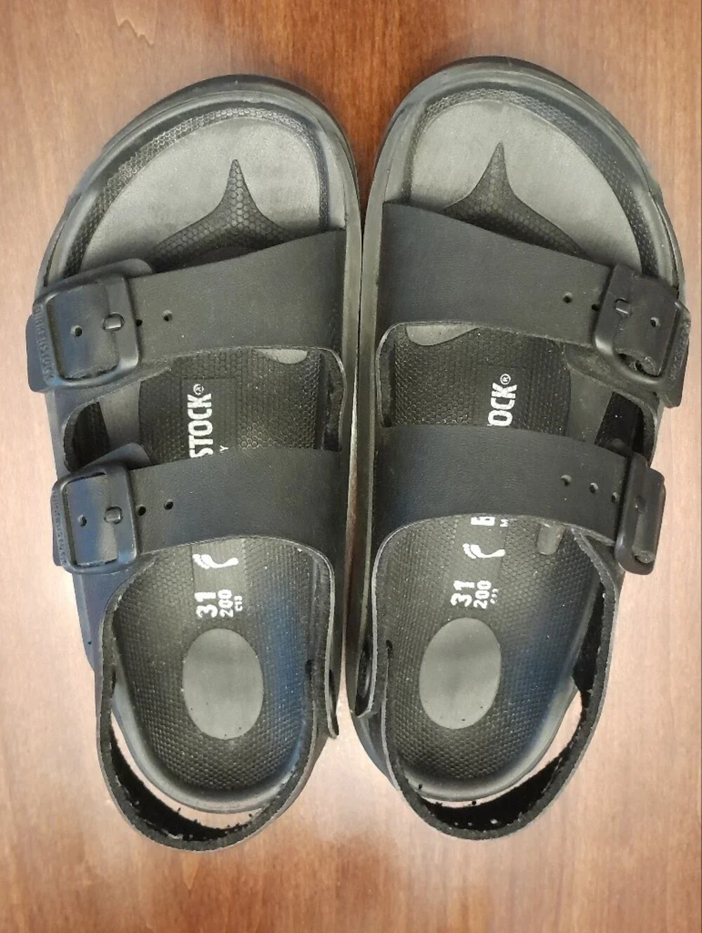 Birkenstock Kids Black Two-Strap Adjustable Sandals EU31/US13